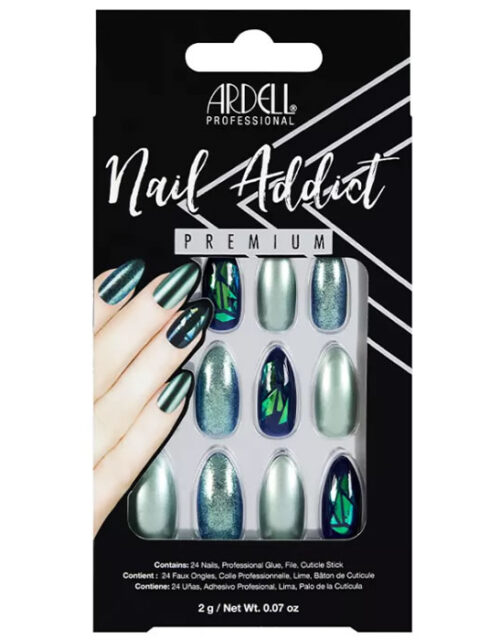 Ardell Nail Addict Green Glitter Chrome False Nails