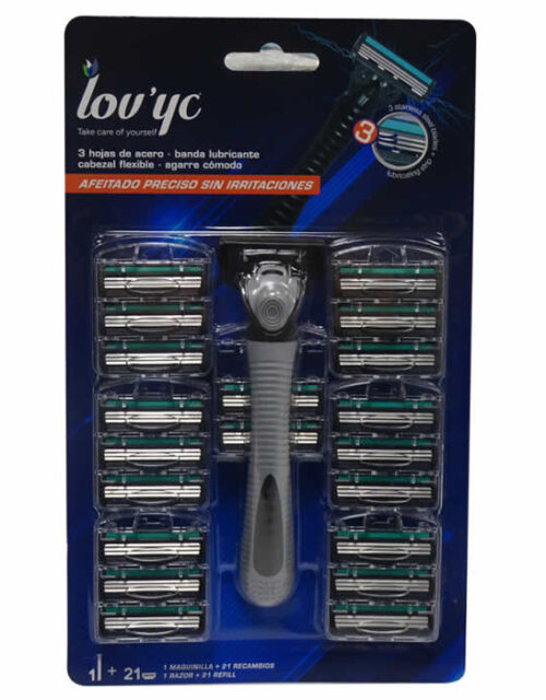 Lovyc Maquinilla 21 Recambios De 3 Hojas De Acero 22 U