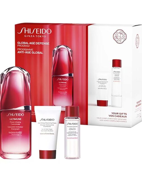 Introducing the Shiseido Ginza Estuche 3 Piezas, a luxurious three-piece set designed to elevate your skincare routine. This exquisite collection includes a carefully curated selection of Shiseido's premium products, including a cleanser, moisturizer, and serum.